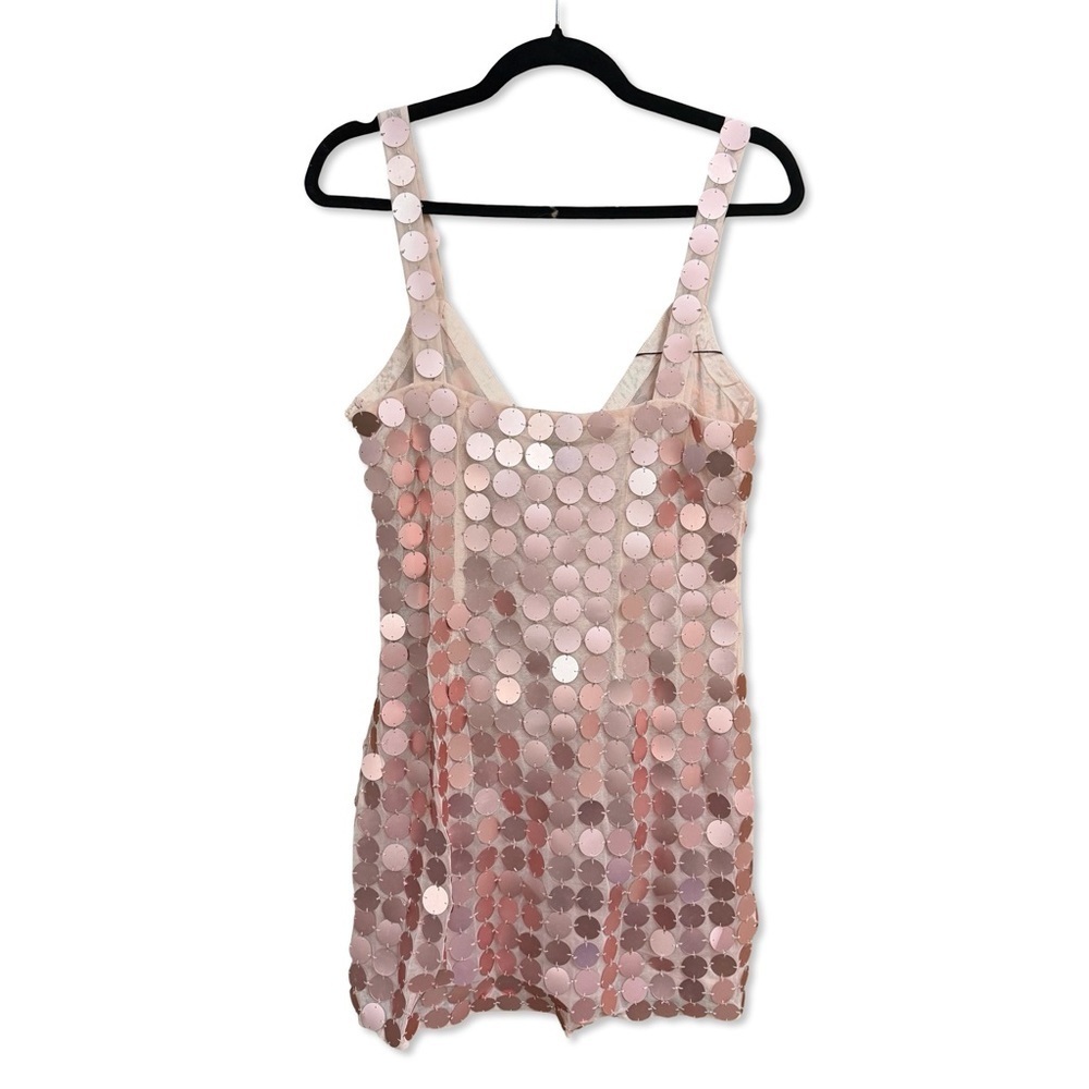 Lovers + Friends Gilles Sequin Mini Dress Light Pink disc metallic Revolve M - Picture 4 of 10